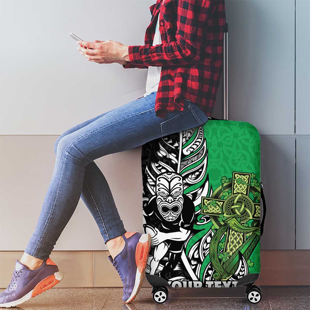 New Zealand and Ireland Rugby Custom Luggage Cover Maori Tiki Fern Irish Celtic Cross - Aussie Hoodie