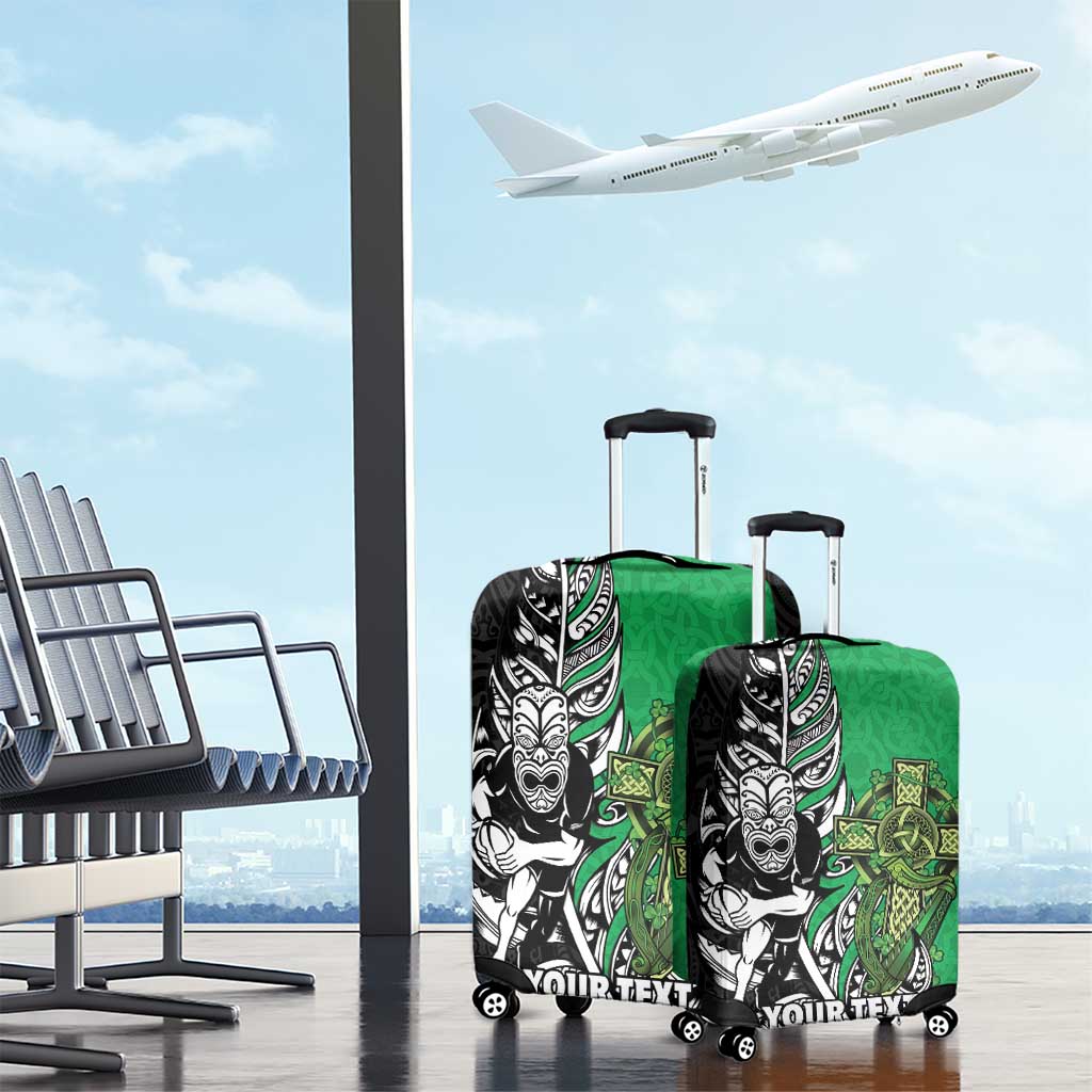 New Zealand and Ireland Rugby Custom Luggage Cover Maori Tiki Fern Irish Celtic Cross - Aussie Hoodie