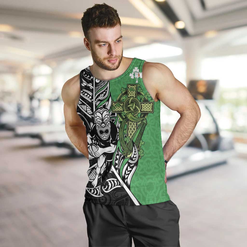 New Zealand and Ireland Rugby Custom Men Tank Top Maori Tiki Fern Irish Celtic Cross - Aussie Hoodie