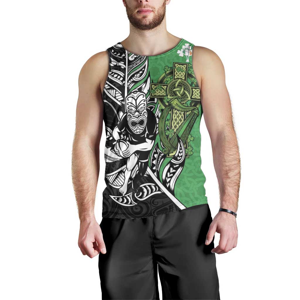 New Zealand and Ireland Rugby Custom Men Tank Top Maori Tiki Fern Irish Celtic Cross - Aussie Hoodie
