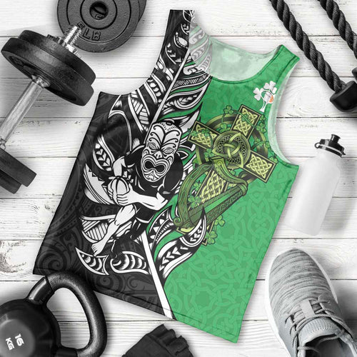 New Zealand and Ireland Rugby Custom Men Tank Top Maori Tiki Fern Irish Celtic Cross - Aussie Hoodie