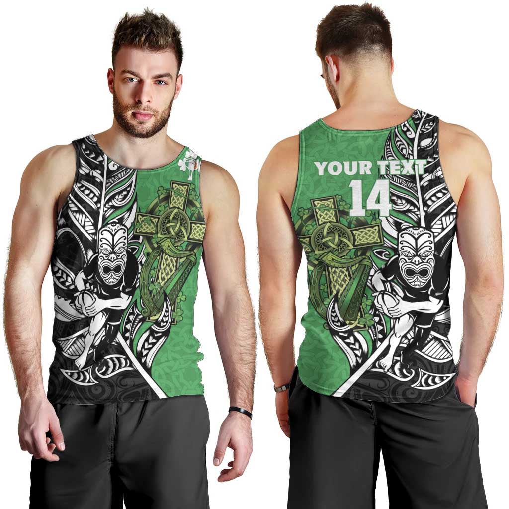 New Zealand and Ireland Rugby Custom Men Tank Top Maori Tiki Fern Irish Celtic Cross - Aussie Hoodie