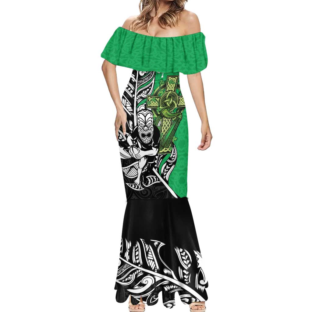 New Zealand and Ireland Rugby Custom Mermaid Dress Maori Tiki Fern Irish Celtic Cross - Aussie Hoodie