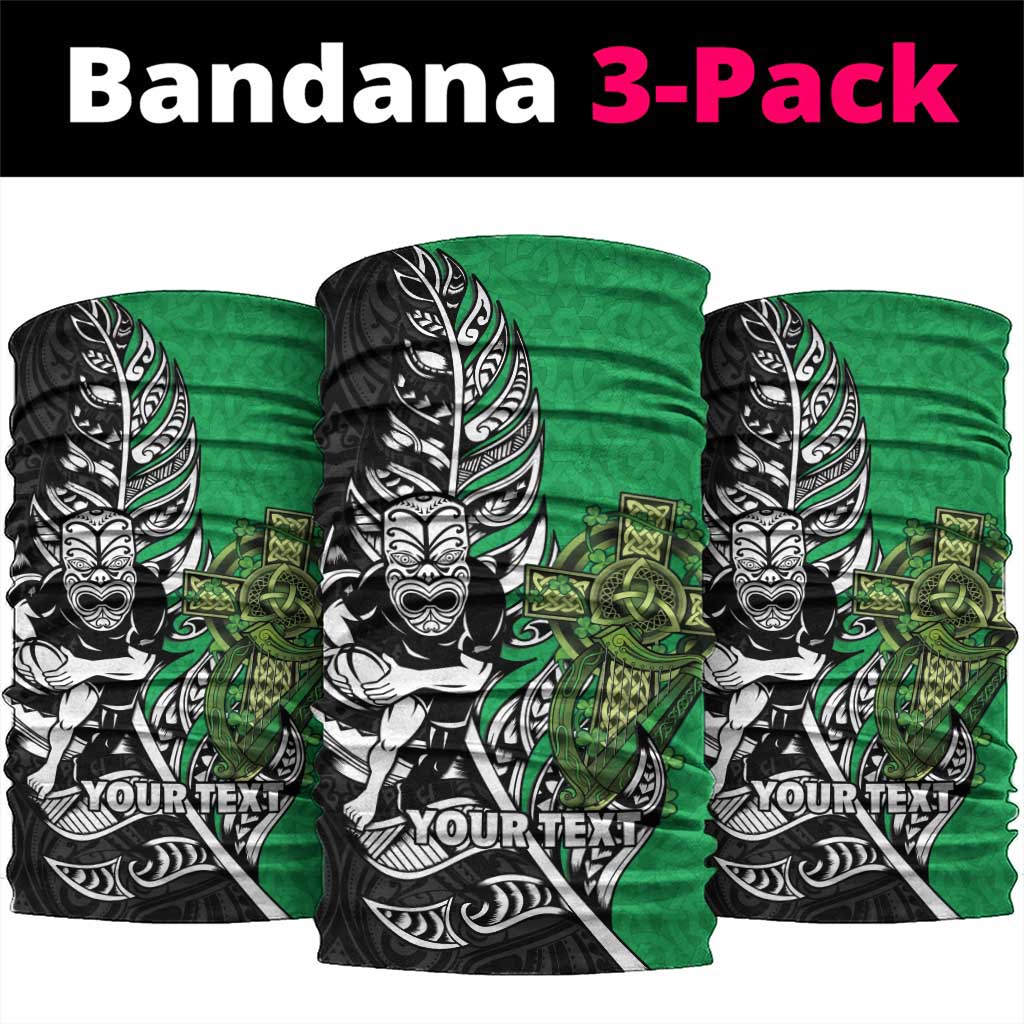 New Zealand and Ireland Rugby Custom Neck Gaiter Maori Tiki Fern Irish Celtic Cross - Aussie Hoodie