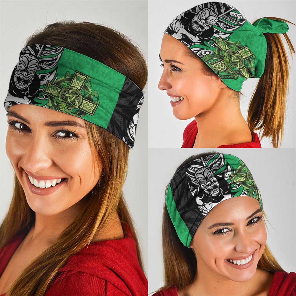 New Zealand and Ireland Rugby Custom Neck Gaiter Maori Tiki Fern Irish Celtic Cross - Aussie Hoodie