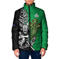 New Zealand and Ireland Rugby Custom Padded Jacket Maori Tiki Fern Irish Celtic Cross - Aussie Hoodie