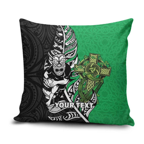 New Zealand and Ireland Rugby Custom Pillow Cover Maori Tiki Fern Irish Celtic Cross - Aussie Hoodie