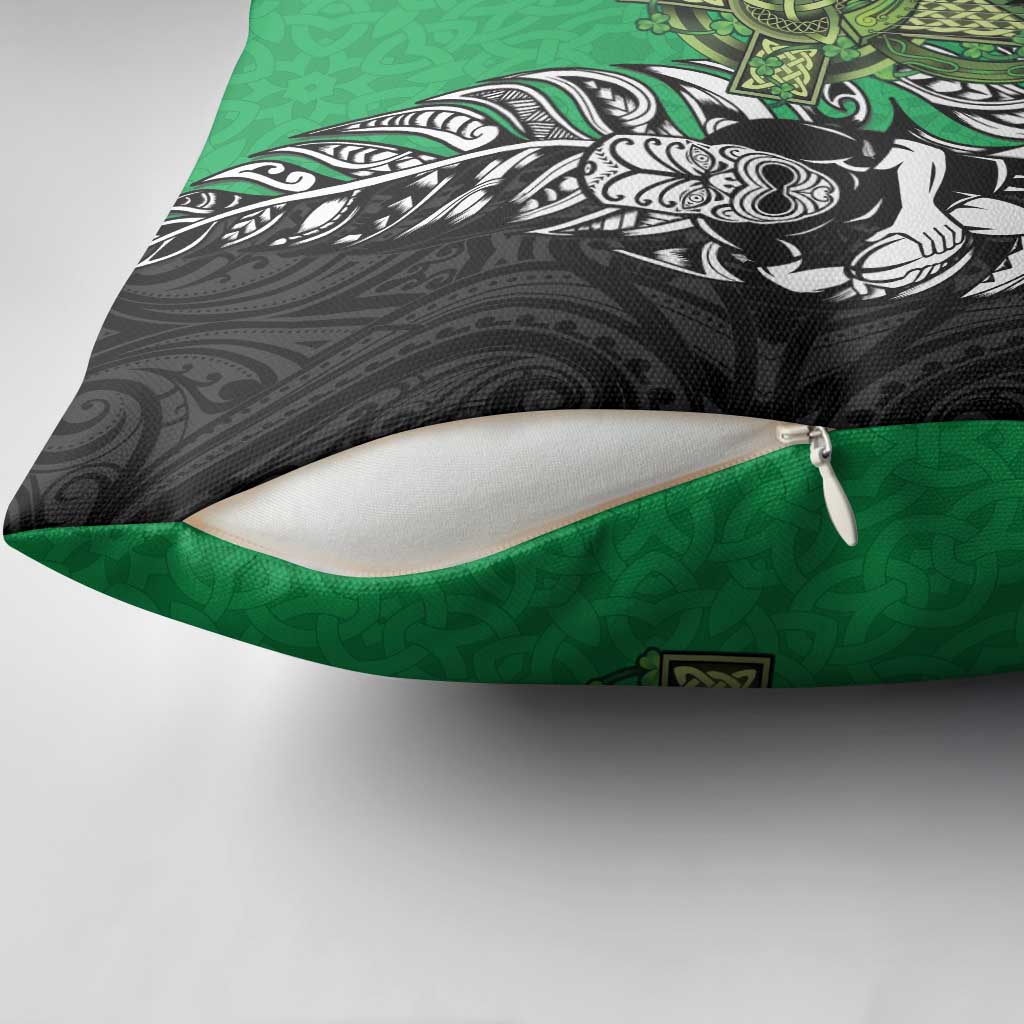 New Zealand and Ireland Rugby Custom Pillow Cover Maori Tiki Fern Irish Celtic Cross - Aussie Hoodie