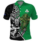 New Zealand and Ireland Rugby Custom Polo Shirt Maori Tiki Fern Irish Celtic Cross - Aussie Hoodie