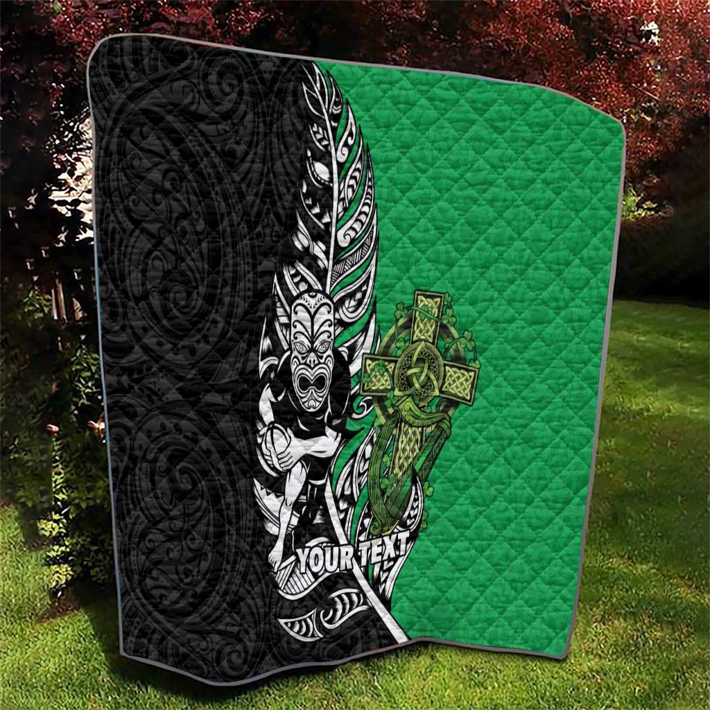 New Zealand and Ireland Rugby Custom Quilt Maori Tiki Fern Irish Celtic Cross - Aussie Hoodie