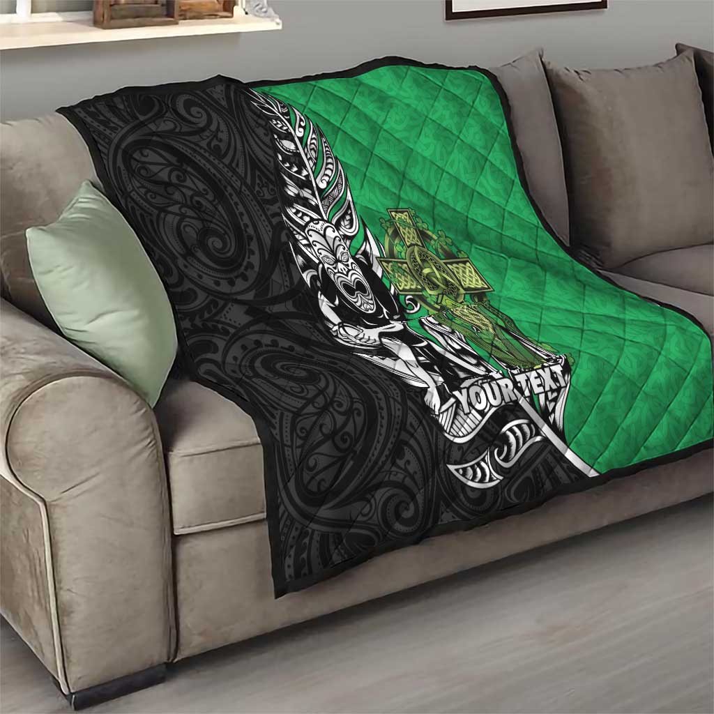 New Zealand and Ireland Rugby Custom Quilt Maori Tiki Fern Irish Celtic Cross - Aussie Hoodie