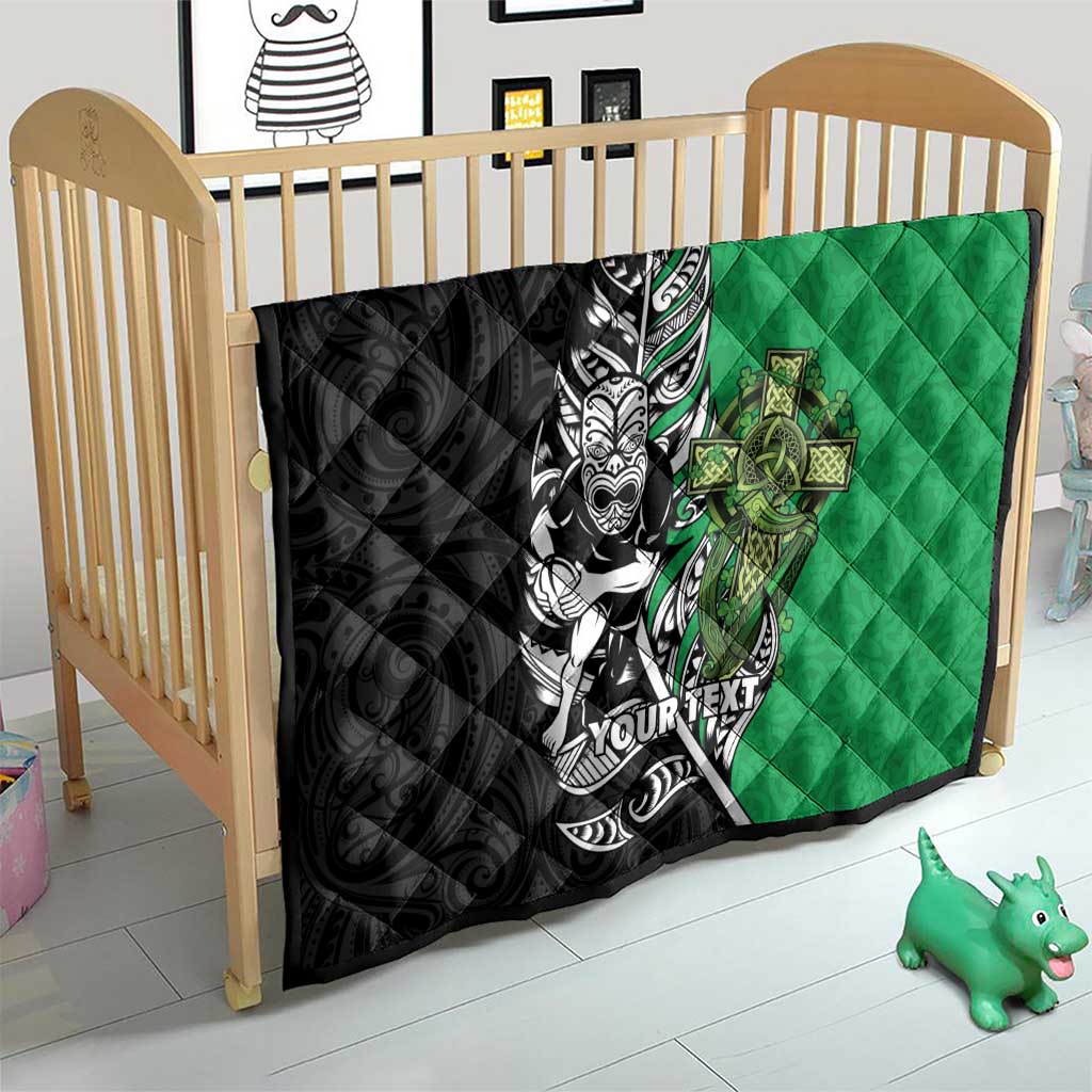 New Zealand and Ireland Rugby Custom Quilt Maori Tiki Fern Irish Celtic Cross - Aussie Hoodie