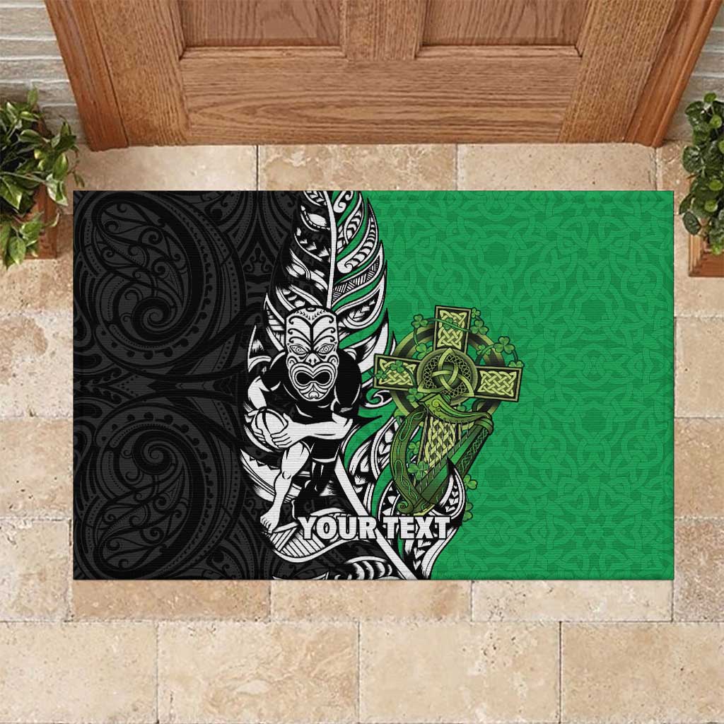New Zealand and Ireland Rugby Custom Rubber Doormat Maori Tiki Fern Irish Celtic Cross - Aussie Hoodie
