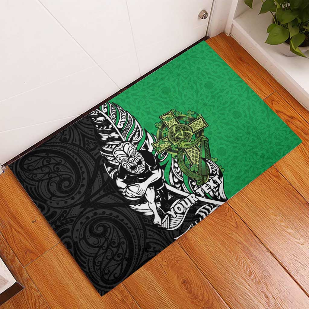 New Zealand and Ireland Rugby Custom Rubber Doormat Maori Tiki Fern Irish Celtic Cross - Aussie Hoodie