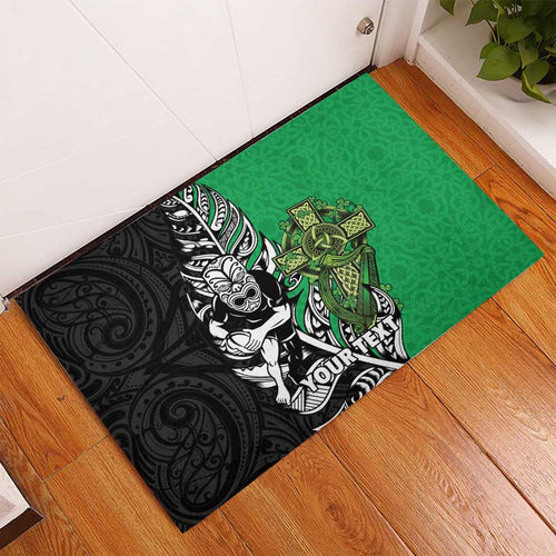 New Zealand and Ireland Rugby Custom Rubber Doormat Maori Tiki Fern Irish Celtic Cross - Aussie Hoodie