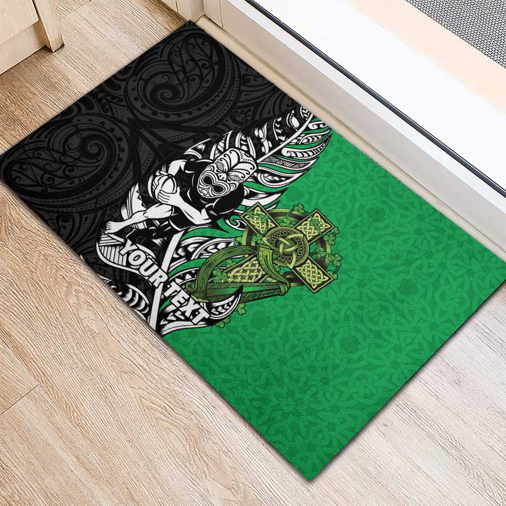 New Zealand and Ireland Rugby Custom Rubber Doormat Maori Tiki Fern Irish Celtic Cross - Aussie Hoodie