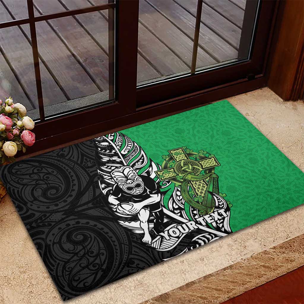 New Zealand and Ireland Rugby Custom Rubber Doormat Maori Tiki Fern Irish Celtic Cross - Aussie Hoodie