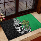 New Zealand and Ireland Rugby Custom Rubber Doormat Maori Tiki Fern Irish Celtic Cross - Aussie Hoodie