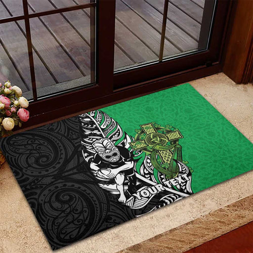 New Zealand and Ireland Rugby Custom Rubber Doormat Maori Tiki Fern Irish Celtic Cross - Aussie Hoodie