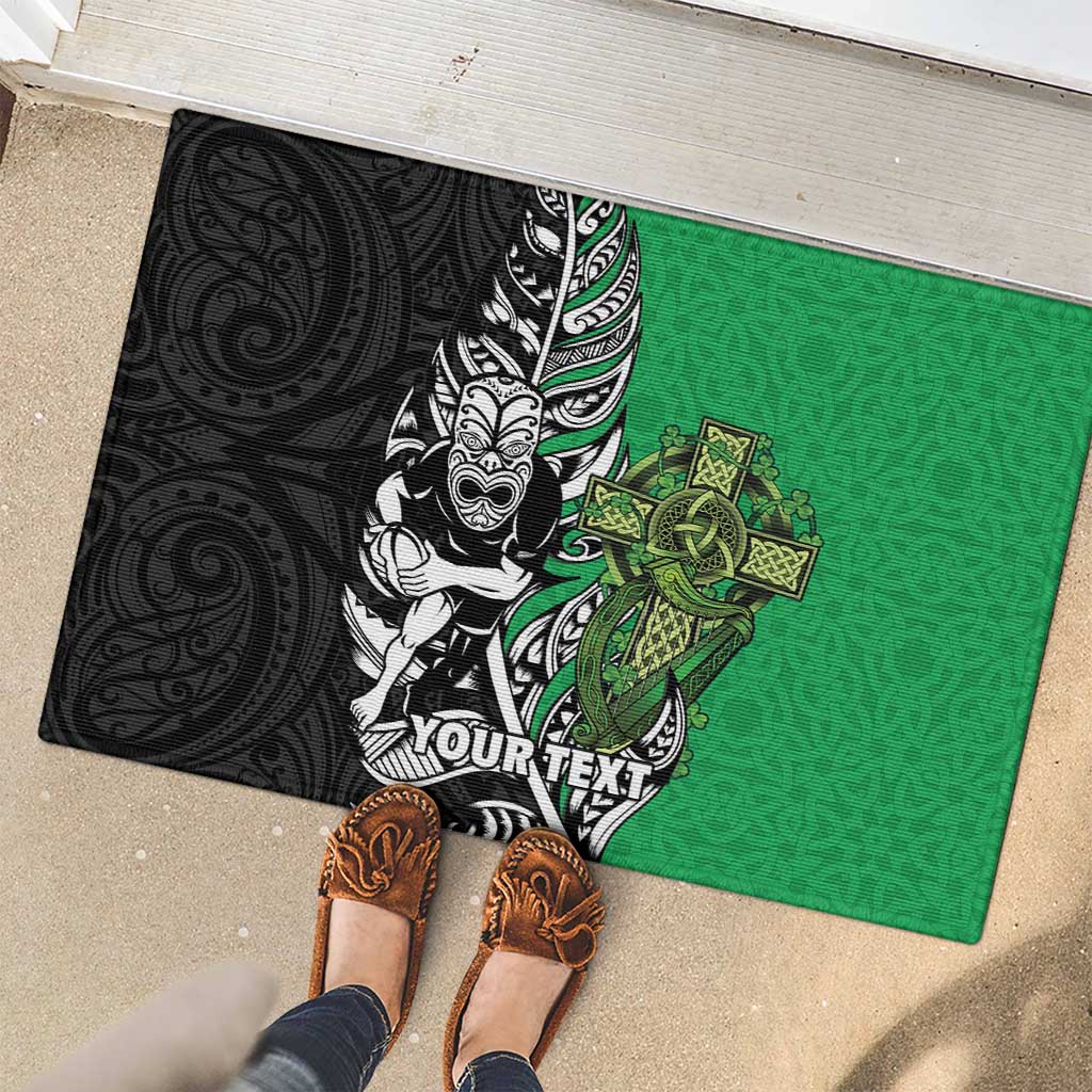 New Zealand and Ireland Rugby Custom Rubber Doormat Maori Tiki Fern Irish Celtic Cross - Aussie Hoodie