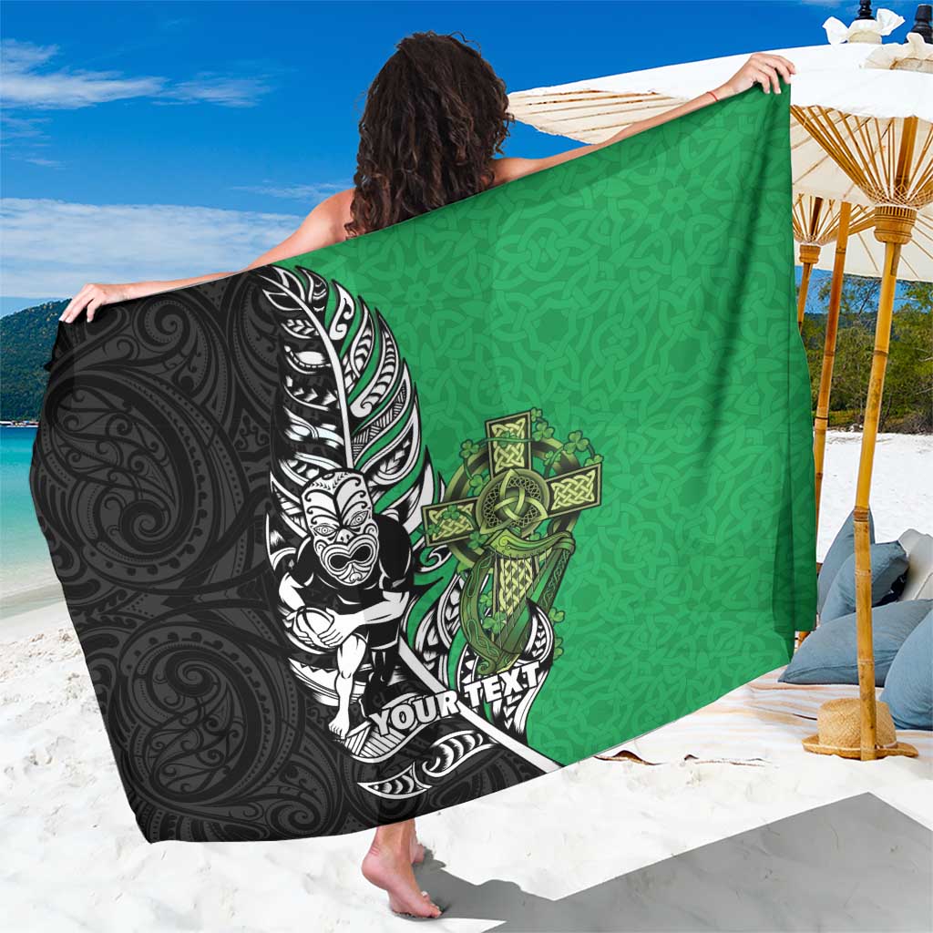 New Zealand and Ireland Rugby Custom Sarong Maori Tiki Fern Irish Celtic Cross - Aussie Hoodie