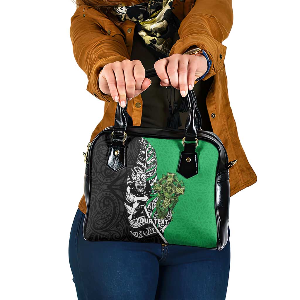 New Zealand and Ireland Rugby Custom Shoulder Handbag Maori Tiki Fern Irish Celtic Cross - Aussie Hoodie