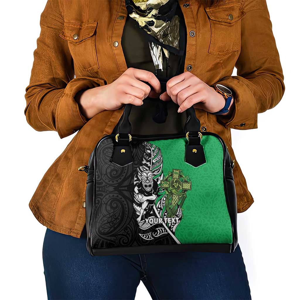 New Zealand and Ireland Rugby Custom Shoulder Handbag Maori Tiki Fern Irish Celtic Cross - Aussie Hoodie