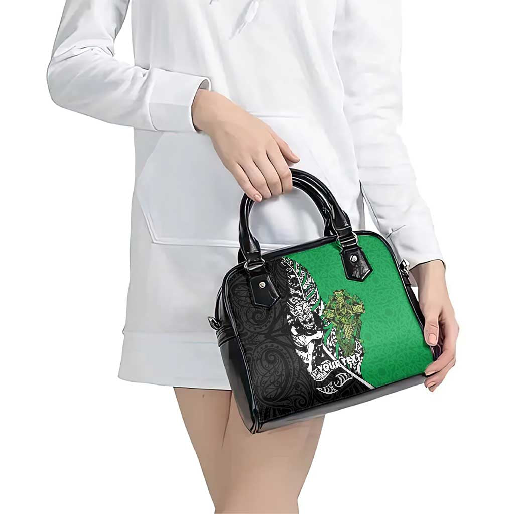 New Zealand and Ireland Rugby Custom Shoulder Handbag Maori Tiki Fern Irish Celtic Cross - Aussie Hoodie