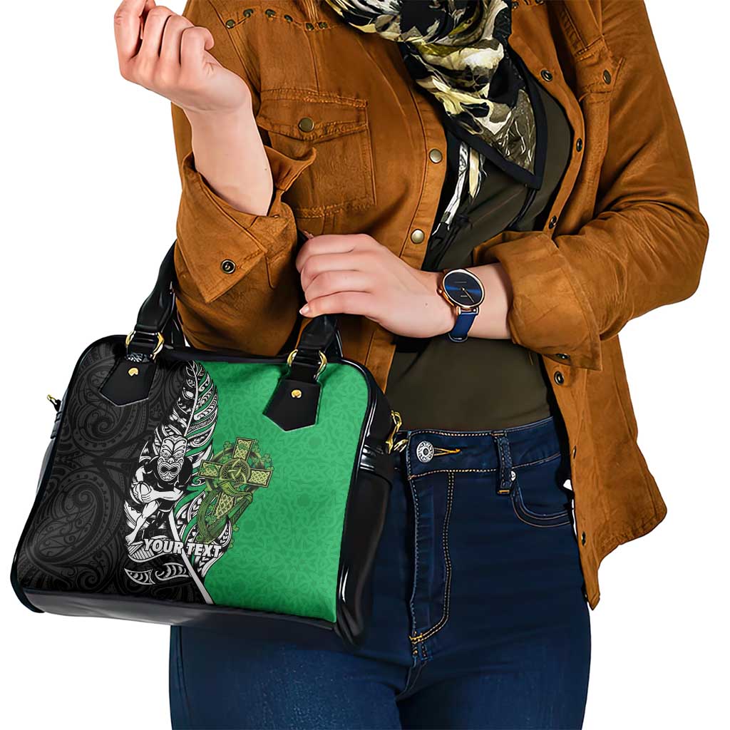 New Zealand and Ireland Rugby Custom Shoulder Handbag Maori Tiki Fern Irish Celtic Cross - Aussie Hoodie