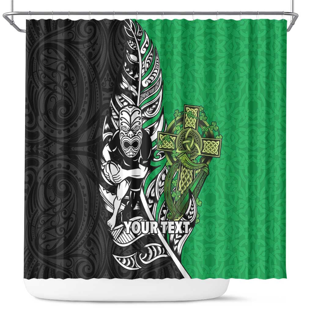 New Zealand and Ireland Rugby Custom Shower Curtain Maori Tiki Fern Irish Celtic Cross - Aussie Hoodie