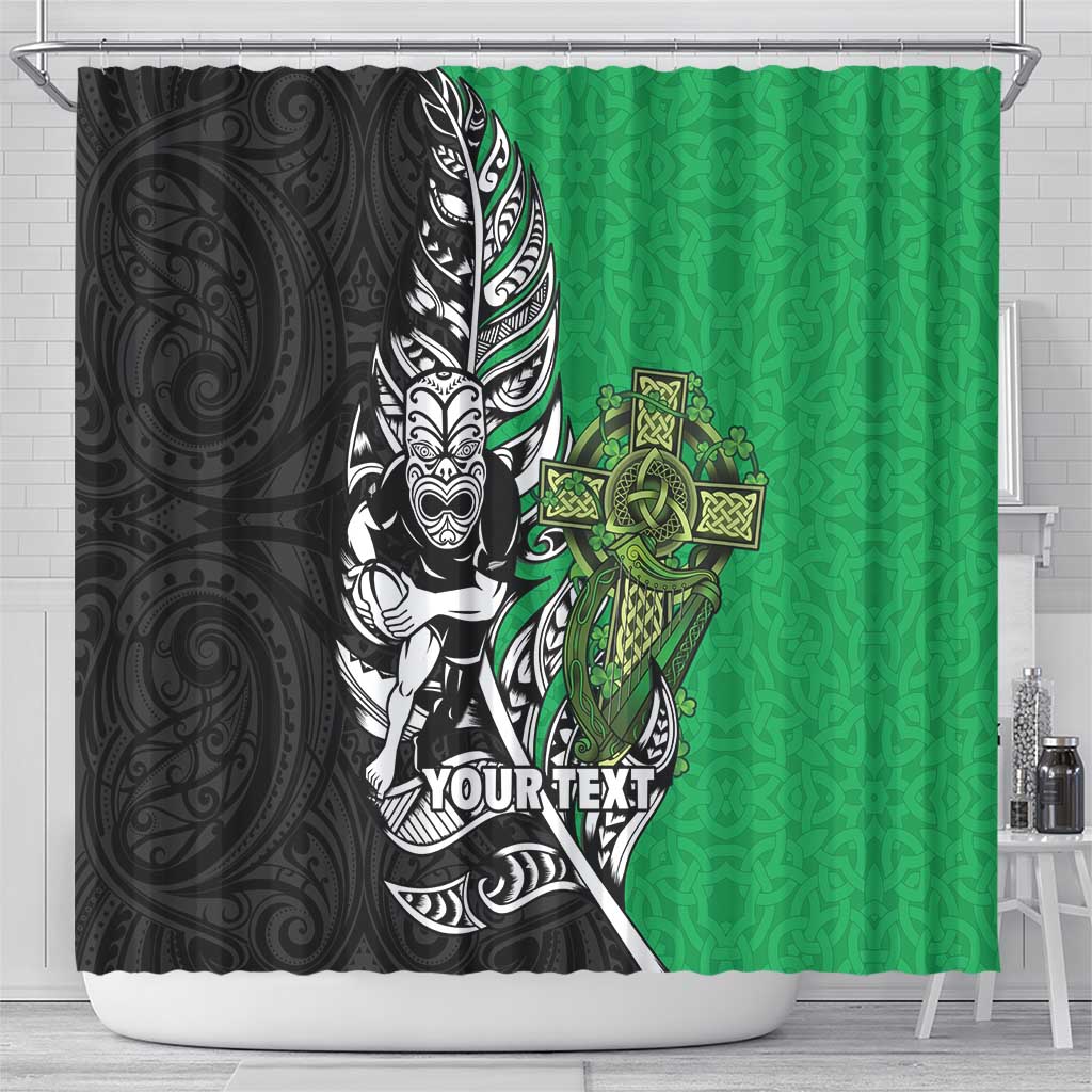New Zealand and Ireland Rugby Custom Shower Curtain Maori Tiki Fern Irish Celtic Cross - Aussie Hoodie