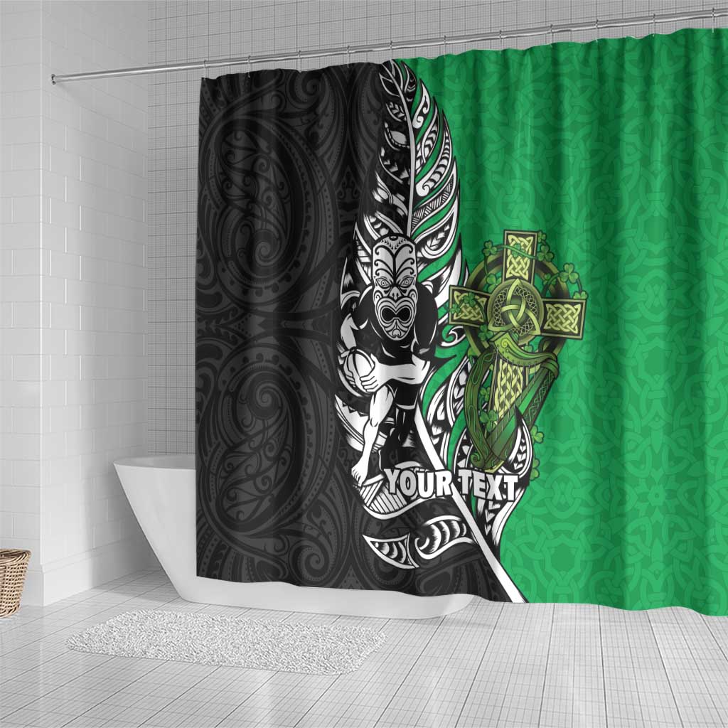New Zealand and Ireland Rugby Custom Shower Curtain Maori Tiki Fern Irish Celtic Cross - Aussie Hoodie