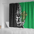 New Zealand and Ireland Rugby Custom Shower Curtain Maori Tiki Fern Irish Celtic Cross - Aussie Hoodie