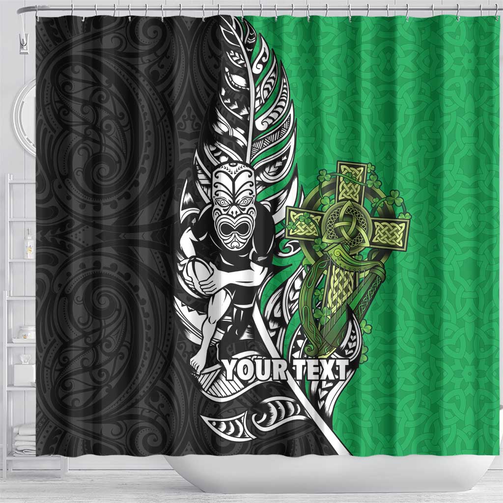 New Zealand and Ireland Rugby Custom Shower Curtain Maori Tiki Fern Irish Celtic Cross - Aussie Hoodie
