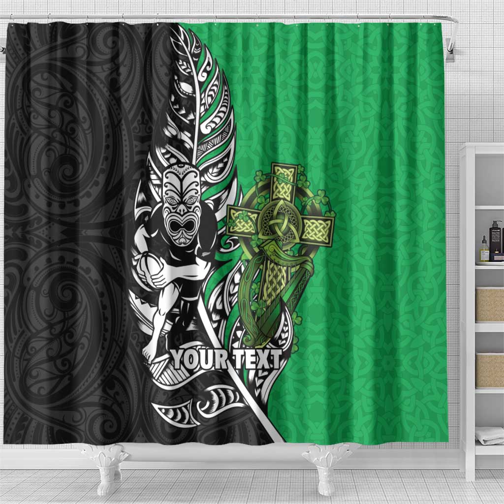 New Zealand and Ireland Rugby Custom Shower Curtain Maori Tiki Fern Irish Celtic Cross - Aussie Hoodie