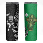New Zealand and Ireland Rugby Skinny Tumbler Maori Tiki Fern Irish Celtic Cross - Aussie Hoodie