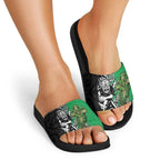 New Zealand and Ireland Rugby Custom Slide Sandals Maori Tiki Fern Irish Celtic Cross - Aussie Hoodie
