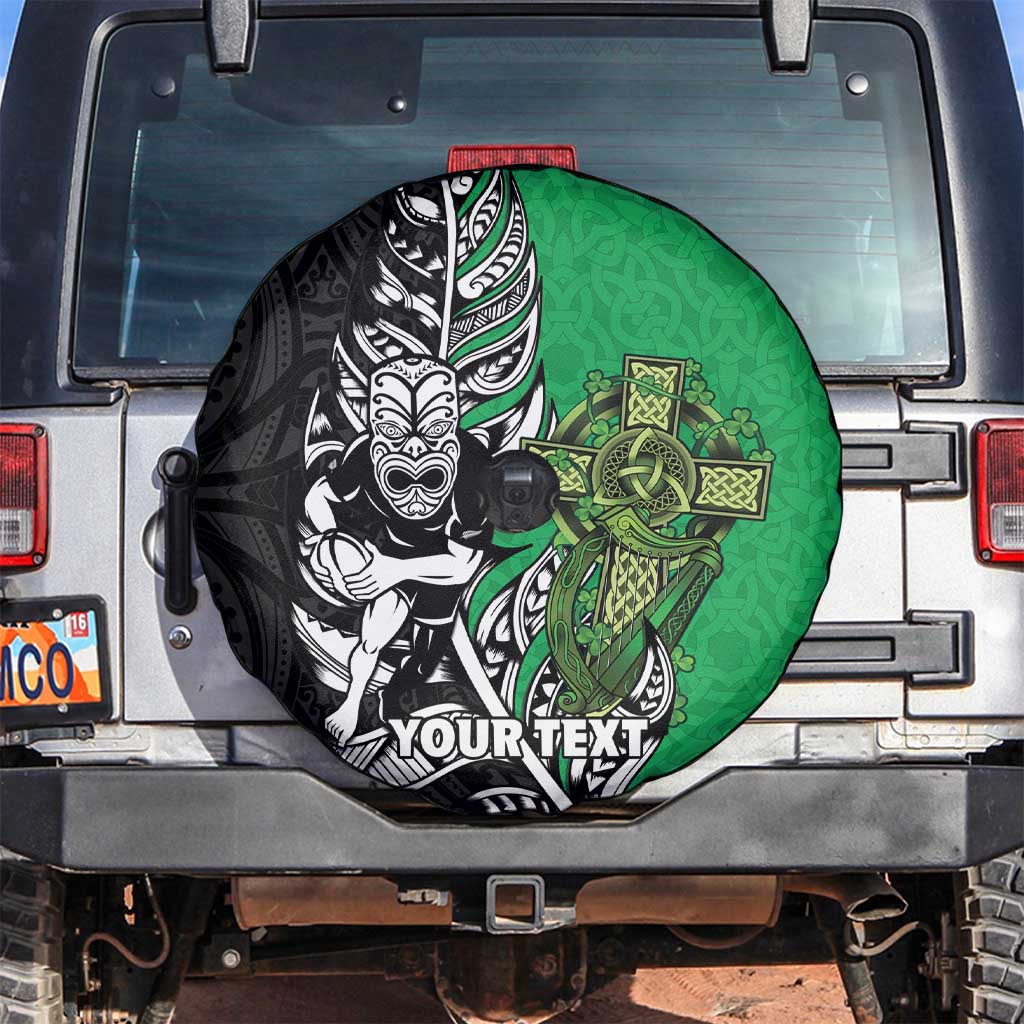 New Zealand and Ireland Rugby Custom Spare Tire Cover Maori Tiki Fern Irish Celtic Cross - Aussie Hoodie