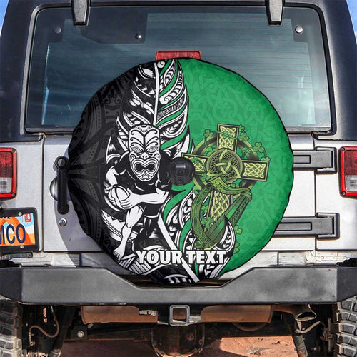 New Zealand and Ireland Rugby Custom Spare Tire Cover Maori Tiki Fern Irish Celtic Cross - Aussie Hoodie