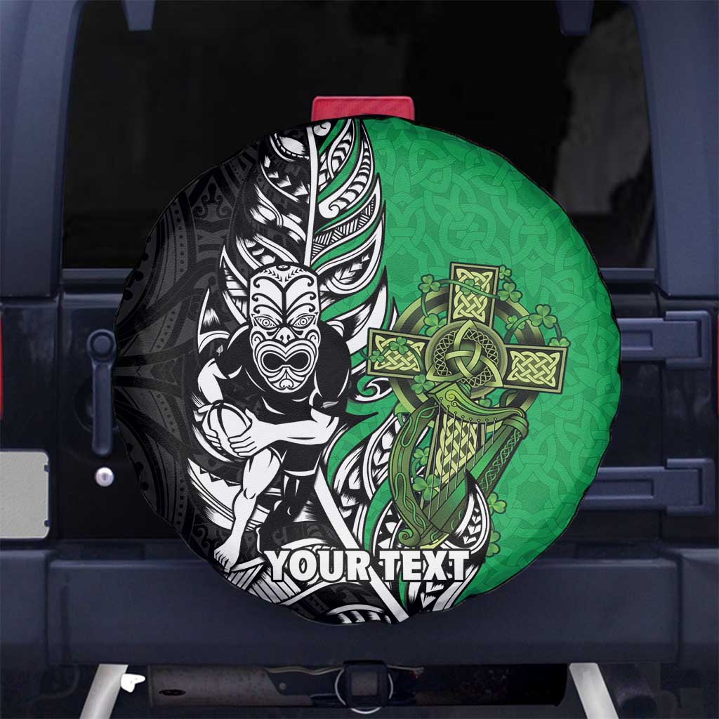 New Zealand and Ireland Rugby Custom Spare Tire Cover Maori Tiki Fern Irish Celtic Cross - Aussie Hoodie
