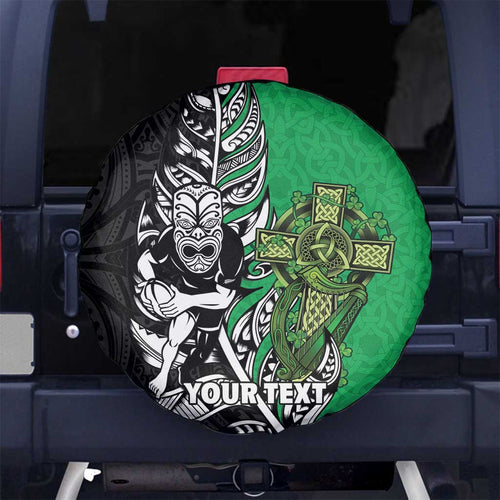 New Zealand and Ireland Rugby Custom Spare Tire Cover Maori Tiki Fern Irish Celtic Cross - Aussie Hoodie
