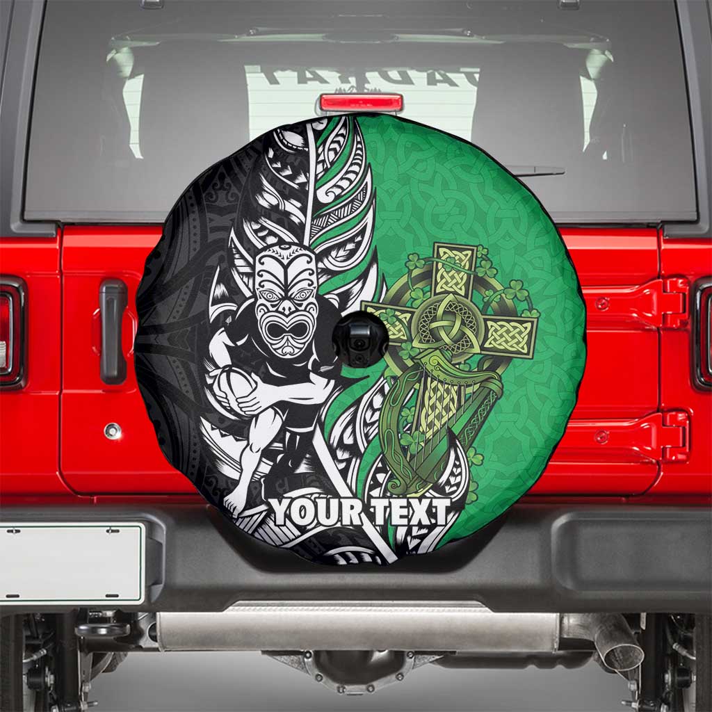 New Zealand and Ireland Rugby Custom Spare Tire Cover Maori Tiki Fern Irish Celtic Cross - Aussie Hoodie