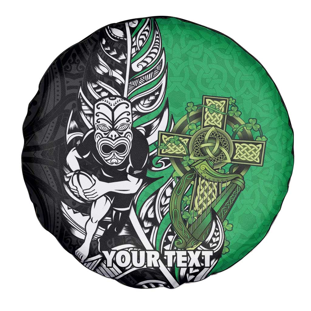 New Zealand and Ireland Rugby Custom Spare Tire Cover Maori Tiki Fern Irish Celtic Cross - Aussie Hoodie