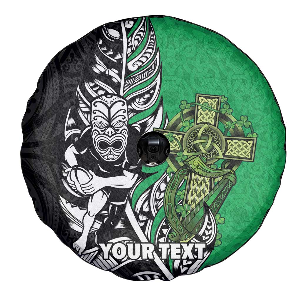 New Zealand and Ireland Rugby Custom Spare Tire Cover Maori Tiki Fern Irish Celtic Cross - Aussie Hoodie