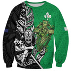 New Zealand and Ireland Rugby Custom Sweatshirt Maori Tiki Fern Irish Celtic Cross - Aussie Hoodie