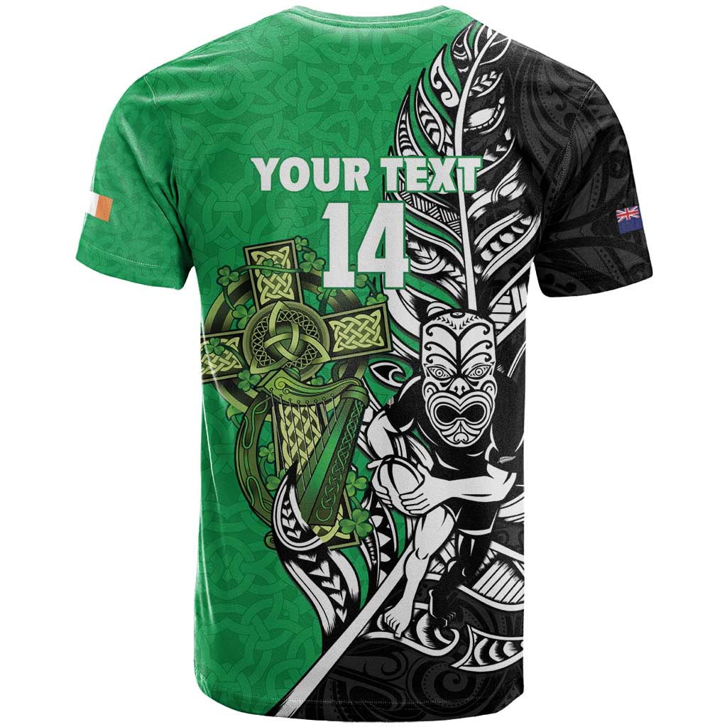 New Zealand and Ireland Rugby Custom T Shirt Maori Tiki Fern Irish Celtic Cross - Aussie Hoodie