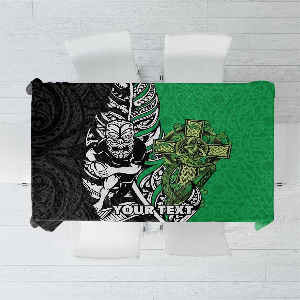 New Zealand and Ireland Rugby Custom Tablecloth Maori Tiki Fern Irish Celtic Cross - Aussie Hoodie