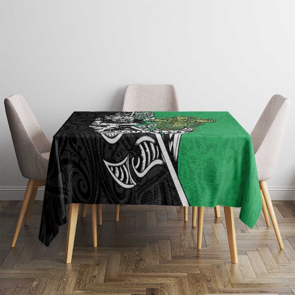 New Zealand and Ireland Rugby Custom Tablecloth Maori Tiki Fern Irish Celtic Cross - Aussie Hoodie