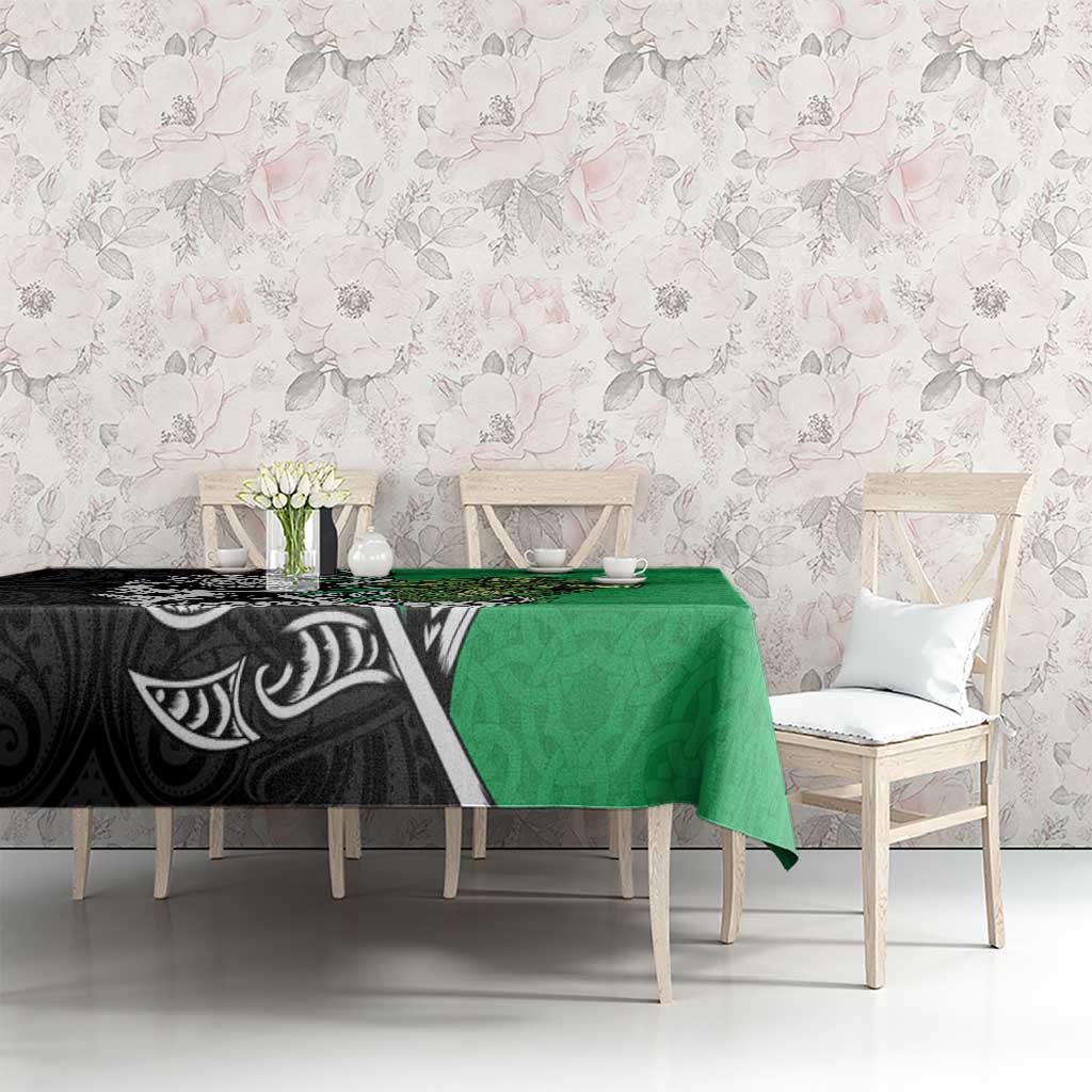 New Zealand and Ireland Rugby Custom Tablecloth Maori Tiki Fern Irish Celtic Cross - Aussie Hoodie