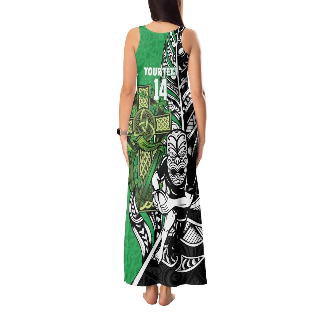 New Zealand and Ireland Rugby Custom Tank Maxi Dress Maori Tiki Fern Irish Celtic Cross - Aussie Hoodie
